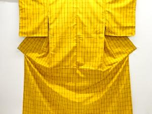 未使用品　格子織り出し米沢紬着物アンサンブル